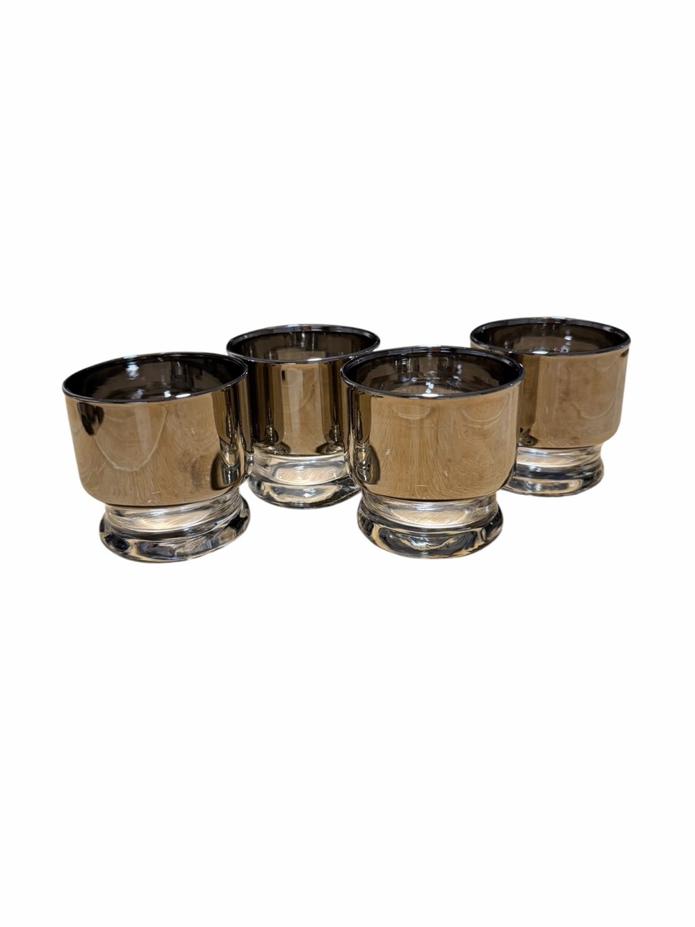 Dorthy Thorpe Platinum Silver Fade Set of 4 Mid Century Mod Highball Glasses